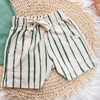 Conj. Camiseta Amalfi Lambreta e Bermuda em Linho - Verde